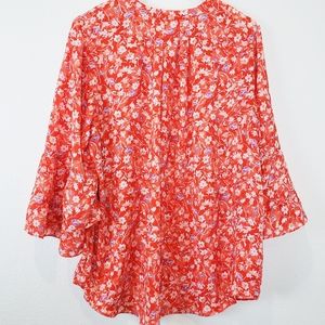 Violet & Claire Tangerine Floral Print Top Size 1X